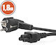 Laptop Power Cable Iec C5 To Schuko 90° 1.8m 16a 250v Black