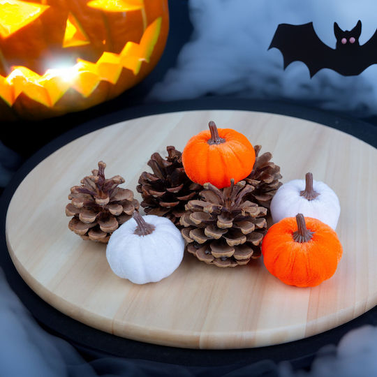 Decorațiune De Toamnă Dovleac Con De Pin Din Spumă 6 Cm Set 8 Bucăți