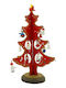 Arbore Decorativ De Crăciun Roșu 8 Bucăți Ornamente 18,5 Cm X 25 Cm Lemn Alista Home