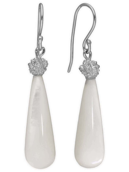 Dangle Earrings Mother Pearl Handmade Silver 925