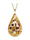 Pendant Mosaic Amber Handmade Silver 925 Chain 60cm