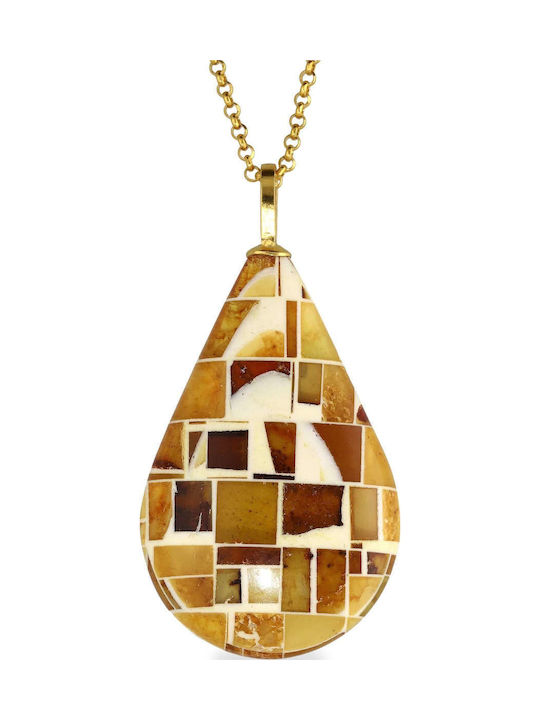 Pendant Mosaic Amber Handmade Silver 925 Chain ...