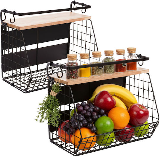 Relaxdays Bol De Fructe Cu 2 Nivele Maro 30x21x35,5cm