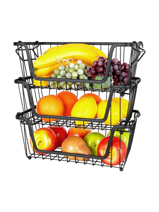 Vilde Metallic Fruit Bowl 3 Levels Black 32x20x13.5cm
