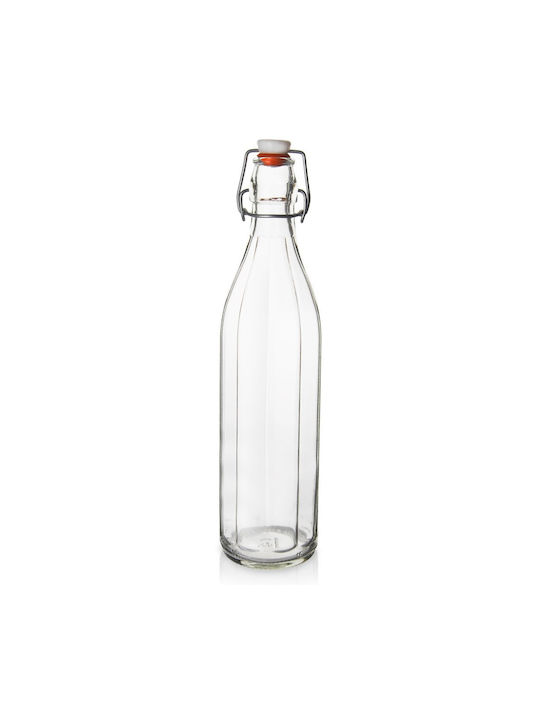 Orion Μπουκάλι Νερού Γυάλινο με Κλιπ Διάφανο 1000ml