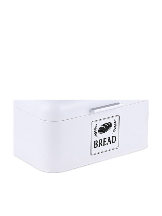 Relaxdays Cutie de Pâine Metalică Albă 16.5x30x...