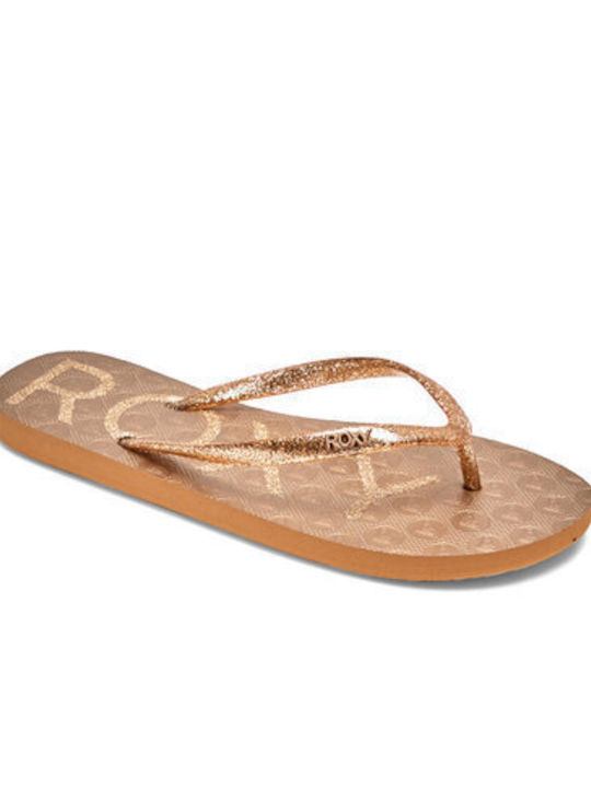 Roxy Viva Sparkle Σαγιονάρες σε Χρυσό Χρώμα
