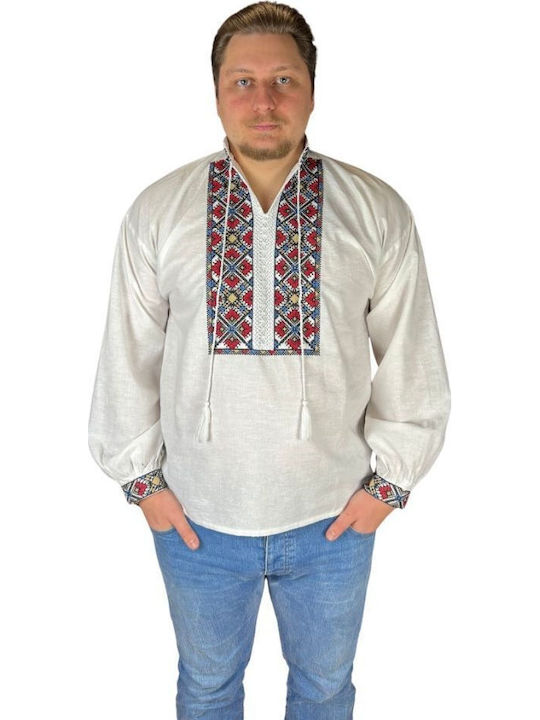 Bluza Alb/Roșu Burgund
