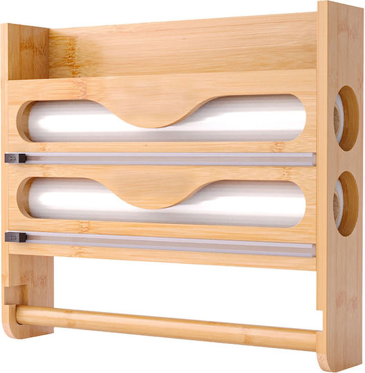 Relaxdays Wooden Beige Paper Towel Holder 27x7cm 10051753