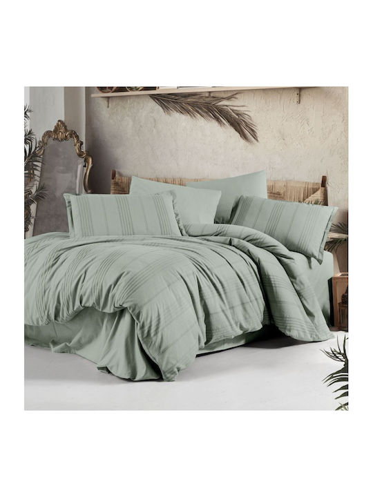 Clasy Home Подредба Пликове За Завивки 200x220см Двойна С 2 Калъфки За Възглавници И 1 Чаршаф Зелен
