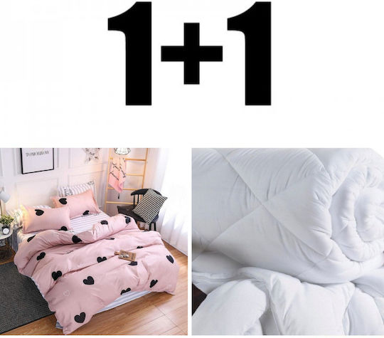 Duvet Cover Set 150x220cm Single with Pillowcase and 1 Bed Sheet Pinky