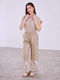 Celestino Women's Pantaloons Embroidery at the Hem Loose Fit Light Brown