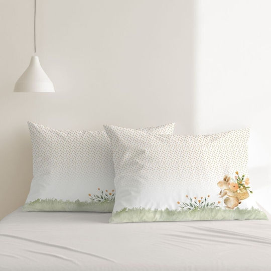 Lenjerii Deosebite Σετ Μαξιλαροθήκες με Φάσα Spring Flowers 50x70εκ.