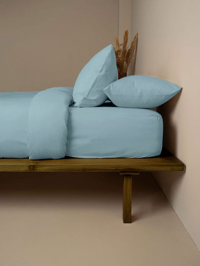 Sunshine Cotton Feelings 120 Σετ Σεντόνια Μονά με Λάστιχο 105x205+30εκ. Sky Blue (3τμχ)