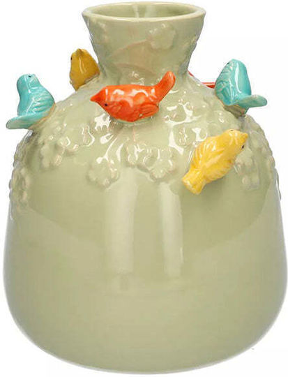 Zaros Zaros Dekorative Vase Birds Grüne 16,5xH19cm