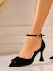 Suede Heels with Low Heel Black