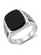 Kiriakos Gofas Men's Ring with Zircon and Enamel Silver
