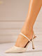 Leder Pumps mit niedrigem Absatz Beige