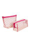 Neseser Set 2 Bucăți Fuchsia Cu Buline