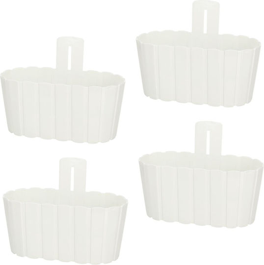 Kotarbau Set 4 Ghivece De Flori Din Plastic Rustic Alb