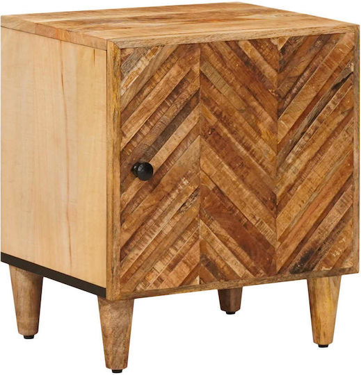 Нощно Шкафче От Масивно Дърво Кафяво 40x33.5x46см