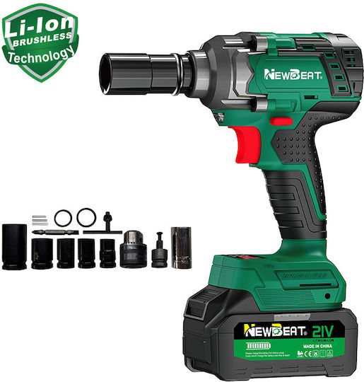 NewBeat CIW-21ET-550 Bürstenloser Schlagschrauber Batterien 21V 2x4Ah mit Bitgröße 1/2