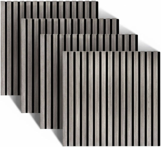 Panouri Decorative 3D Din MDF Gri 60x60cm 4 Bucăți