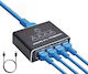 Splitter Rețea Ethernet Zola 4 Porturi Rj45 Viteză 1 Gb S Compatibil Cat5e Cat6 Cat7 Cat8 Alimentare Usb 8.5 X 6 X 2.5 Cm Negru