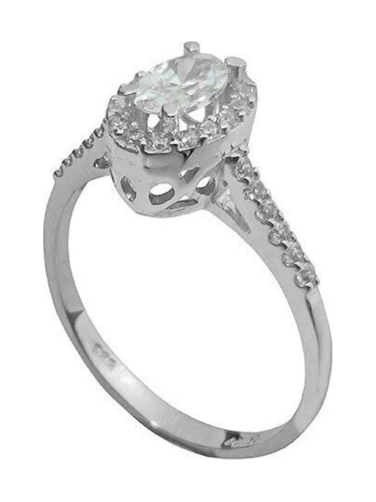 Inel Din Aur Alb 14K Cu Zircon