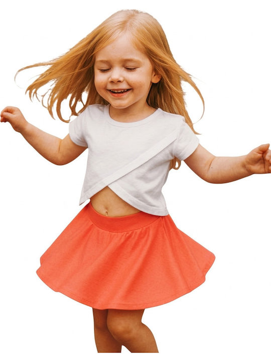 Kinderbekleidungssets mit Sommerrock 2Stücke Weiß/Koralle