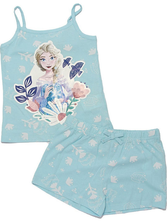 Disney Παιδική Πιτζάμα Καλοκαιρινή Σιέλ Frozen
