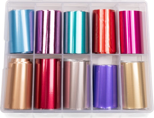 Luxorise Nail Art Rainbow Mirror Transfer Foil Set 10 Pcs