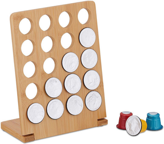 Relaxdays Coffee Capsule Holder 20 Capsules Natural Bamboo 23x18x9cm
