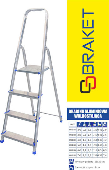 Braket Freestanding Single-sided Aluminum Ladder 6 Steps Br-00-1205
