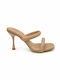 Mules With Thin Heel In Beige Colour