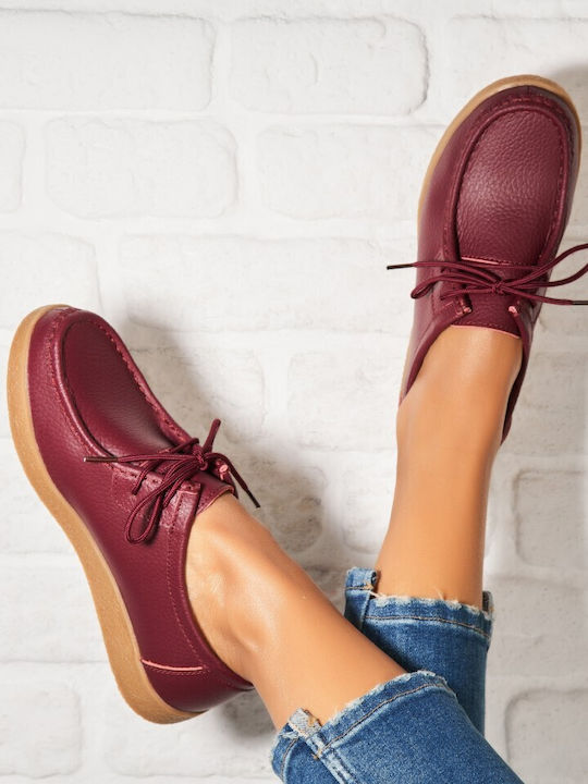 Reverse Oxfords de Damă din Piele în Culoare Bu...