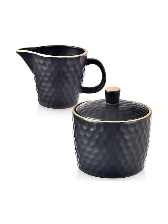 Orion Set Milchkännchen & Zuckerdose Servierset Keramik Schwarze 2 Stück