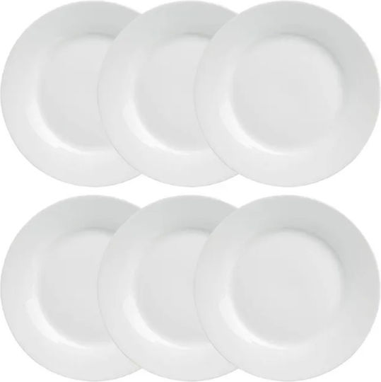 Secret de Gourmet Πιάτο Ρηχό από Πορσελάνη Λευκό 24cm 6τμχ