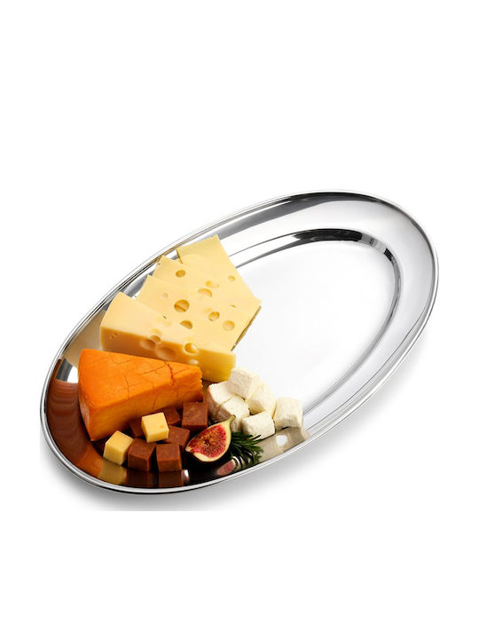 Vilde Oval Stainless Steel Gray Serving Platter 29x18cm
