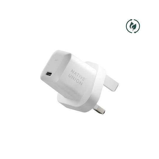 Native Union Φορτιστής Χωρίς Καλώδιο GaN με Θύρα USB-C 30W Power Delivery Λευκός (Fast UK)