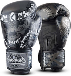 8 Weapons Leather Boxing Gloves for Competition Black