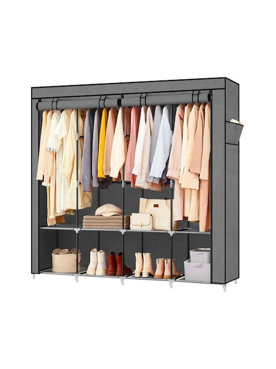 Dulap din Material cu Fermoar și Rafturi în Culoare Gri 165x42x165cm Dulap din Material cu Fermoar și Rafturi în Culoare Gri 165x42x165cm