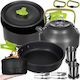 Set Accesorii Gătit Camping Oțel Inoxidabil Durabil Negru Kesnup