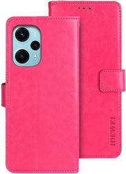 Idewei Xiaomi Poco F5 5g Crazy Horse Texture Book Case Rose Red