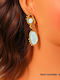 Single Dangle Steel Gold Plated with Stones Light Blue