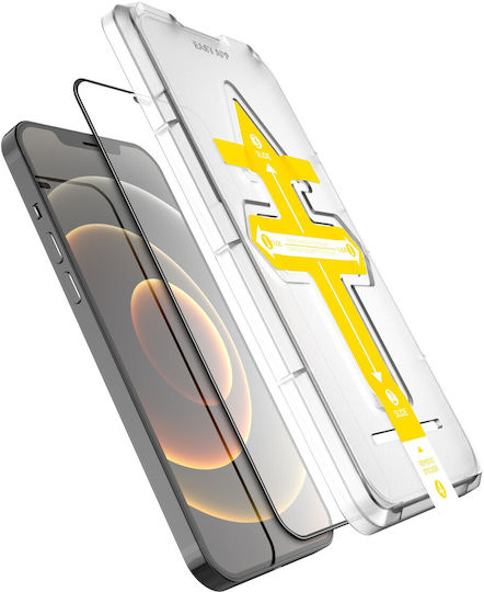 Set 2 Gehärtete Glas Displayschutzfolien Einfaches Schnelles Installationssystem Vollständiger Schutz 3D Flippy Kompatibel mit Apple iPhone 13 Pro Max Schwarz