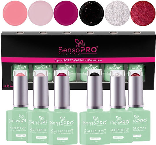 Set 6 Ojă Pentru Unghii Cu Gel Fără Hema 10ml Sensopro Milano Bliss Dream