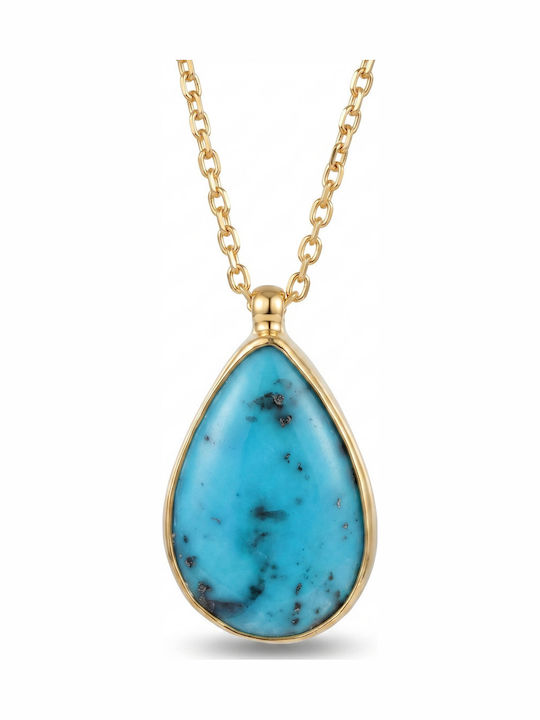 Kiriakos Gofas Necklace From Gold Plated Silver Turquoise