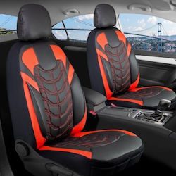 3d Δερμάτινα Καλύμματα Καθισμάτων Streetech Classy Μαύρο Κόκκινες Λεπτομέρειες