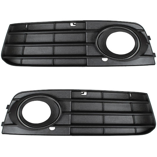 Audi A4 07-11 Halogens Grille Grille In Bumper 3 Beams Black Frame Left + Right 2 Pcs Set